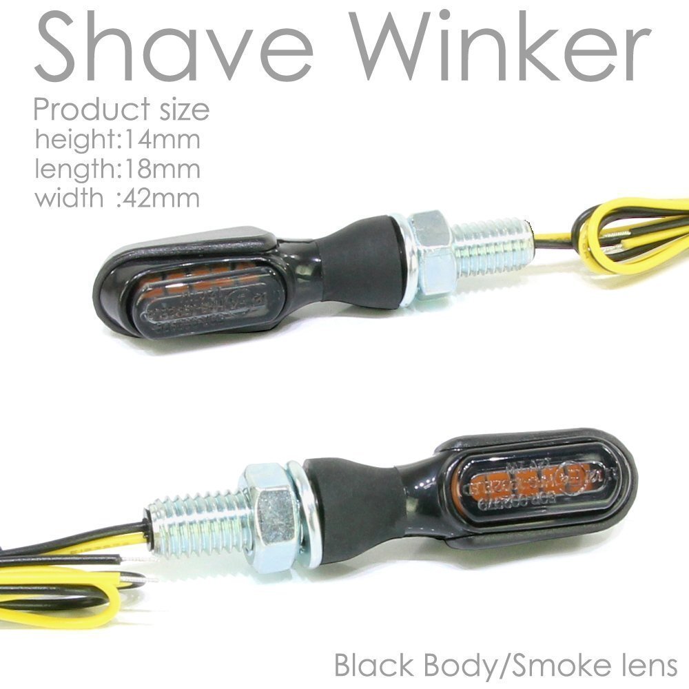 超小型 マイクロミニ LED シェイブ ウィンカー バーウィンカー ブラックボディ スモークレンズ 車検対応 2個セット ビラーゴ SR400 XV1100拍卖