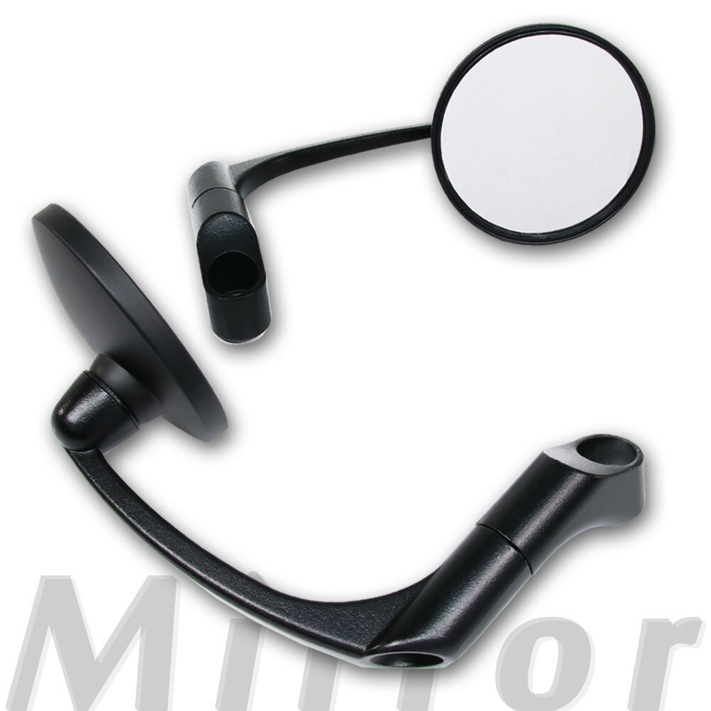 汎用 丸型バレンミラー マットブラック 取り付けネジ10mm/8mm 左右セット 逆ネジ対応 クロスカブ アドレスV125 TW225 エイプ リード拍卖