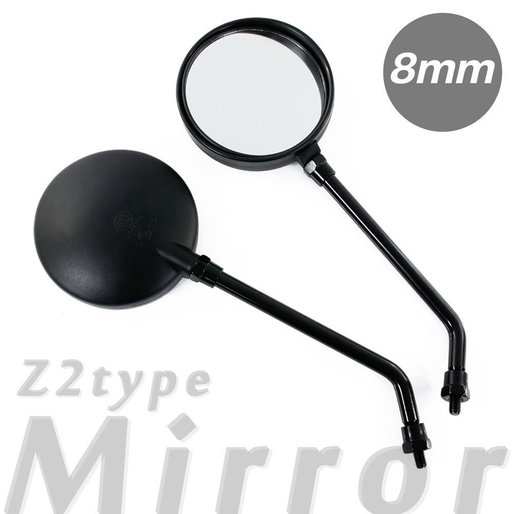 汎用 Z2ミラー ラウンドミラー ブラック 左右セット 正ネジ 8mm 新保安基準適合 エイプ100 シャリー ビーノクラシック レッツ2 RC50 ミント拍卖