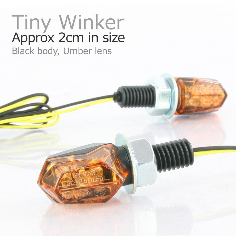 超小型 LED タイニーウインカー マイクロ ミニ ウィンカー ブラックボディ アンバーレンズ 車検対応 LEDウインカー 2個セット拍卖