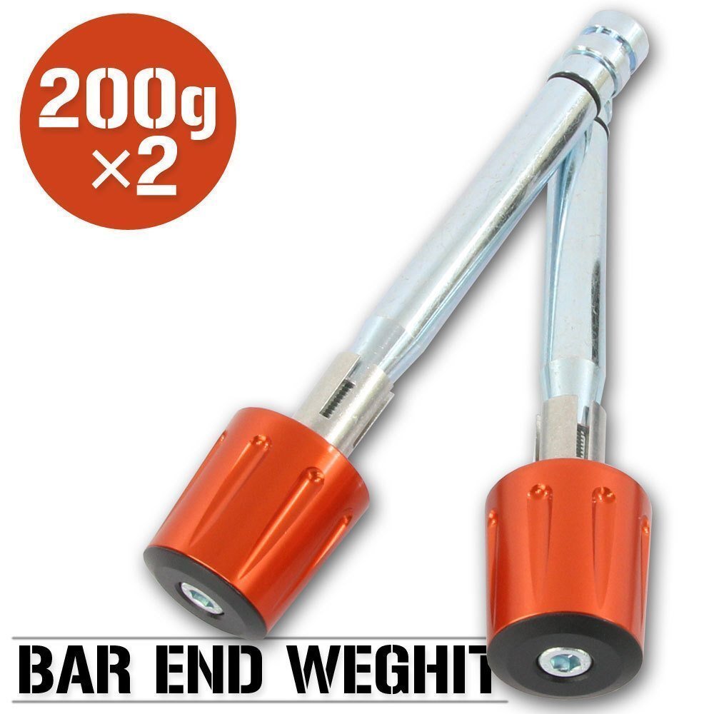 バーエンドウエイト 200グラム オレンジ 橙 アルミ削り出し 2個セット CB1000SF/1300SF フェイズ CRF250L フォルツァ XR250 CRM250R エイプ拍卖