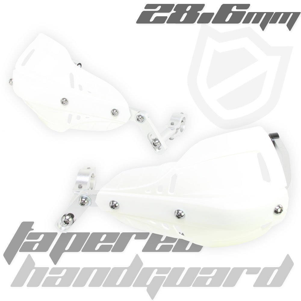 汎用 テーパーハンドル用 ナックルガード ハンドガード ホワイト 白 ソリッド モタード DT200 セロー TT250R TW200 TW225 XT250X ランツァ拍卖