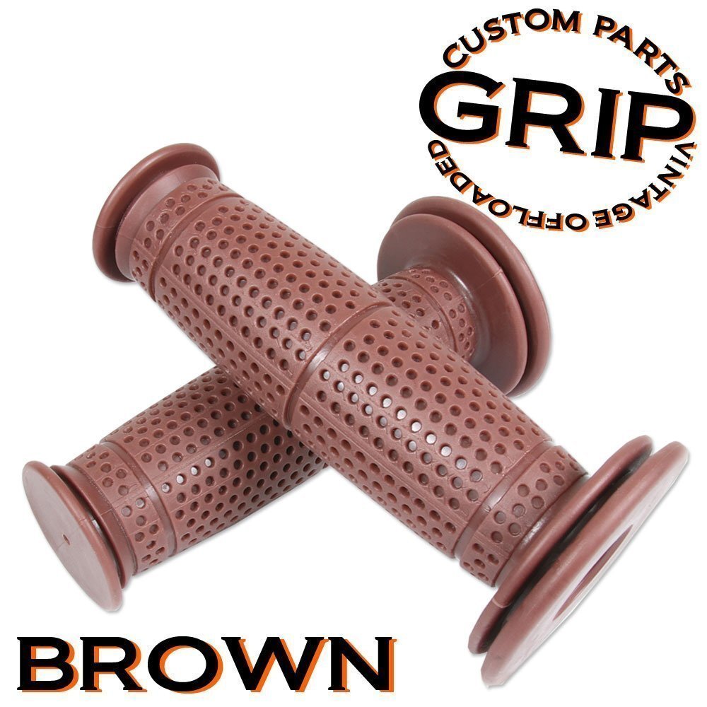 樽型 オフロード グリップ 22.2mm ブラウン 汎用 ビンテージ ハンドル アクセル バイク XR230モタード YZ85 YZ125 RM-Z450 KLX110拍卖