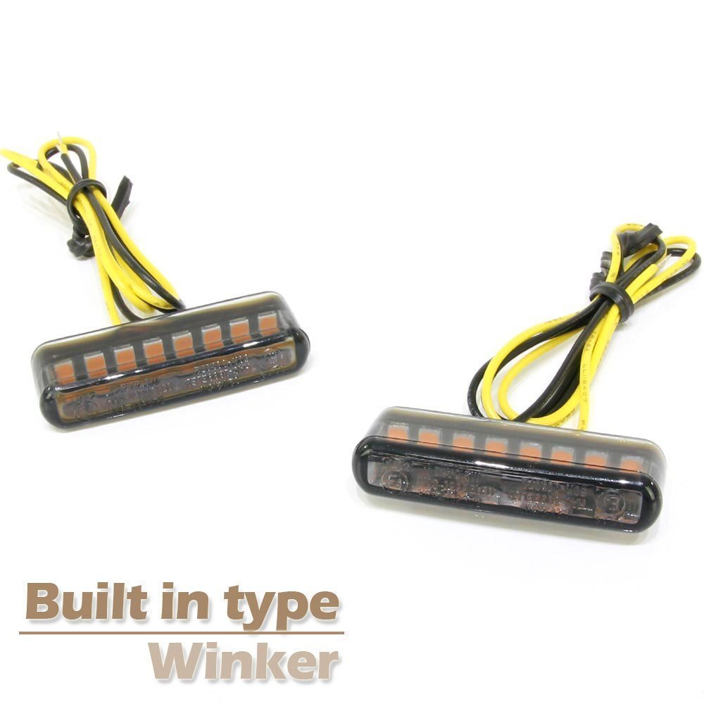 小型 埋め込み式 マイクロミニ ビルトイン LED ウインカー スモークレンズ 車検対応 2個セット オレンジ/アンバー発光拍卖