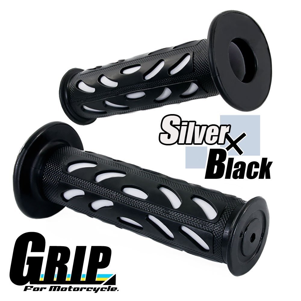 スーパーバイク 22.2mm 非貫通 耐震GEL シルバー 汎用 グリップ ハンドル バイク オートバイ シルバーウィング WR400F FZR250R RG500 250TR拍卖