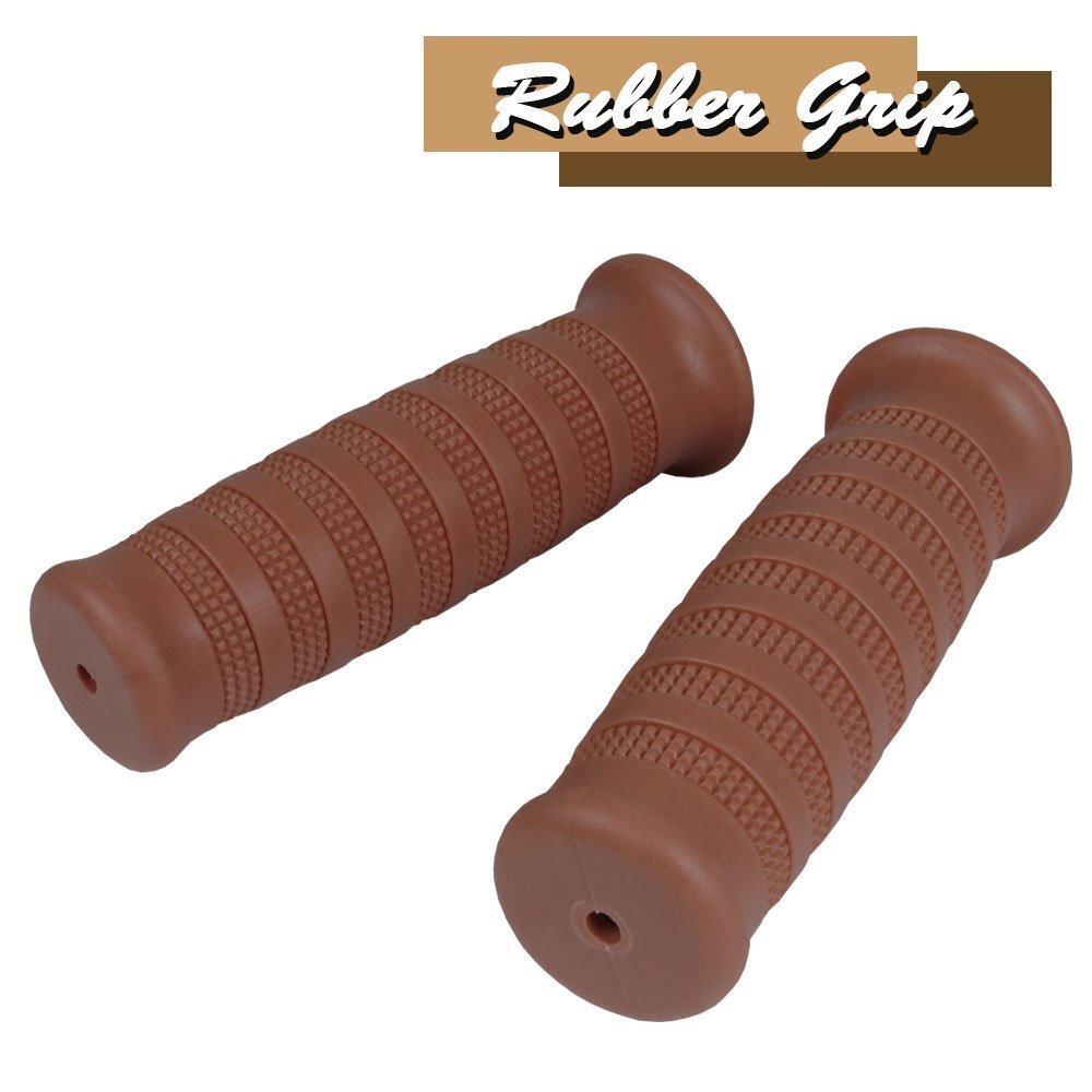 ラバーグリップ 22.2mm ブラウン 汎用 左右セット カフェレーサー バイク カスタム ST250Eタイプ ST250 バンバン200 グラストラッカー拍卖