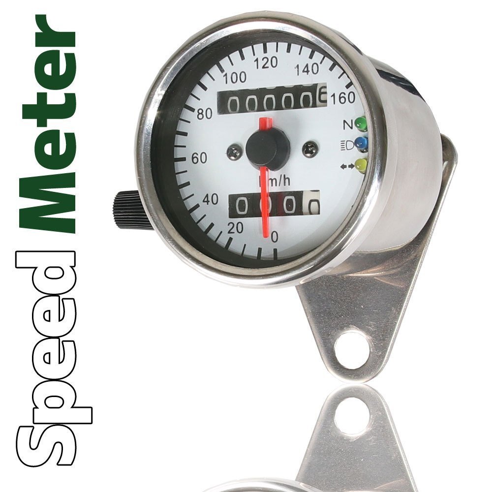 汎用 バイク 機械式 スピードメーター 60mm 160km/h ステー・LEDバックライト付 KSR 250TR エリミネーター エストレア Dトラッカー拍卖