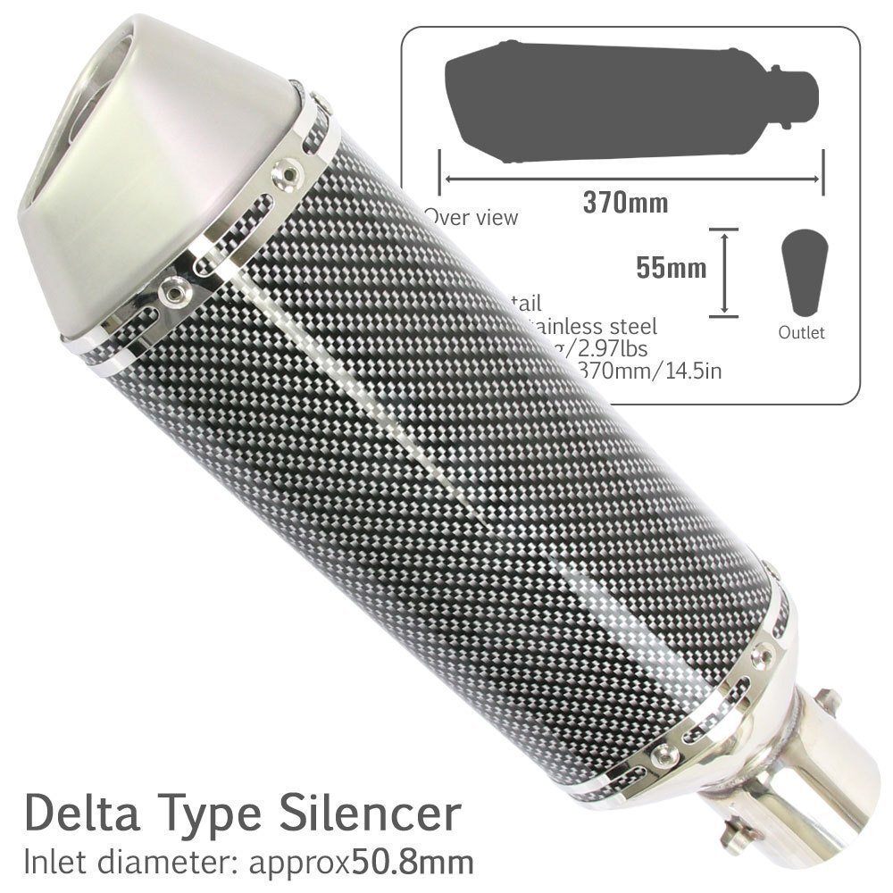 デルタ型 ステンレス サイレンサー φ50.8 カーボンカラー チタンエンド スリップオン マフラー Z800/900 Z1000 ZX6R ZX9R ZX10R NINJA250R拍卖