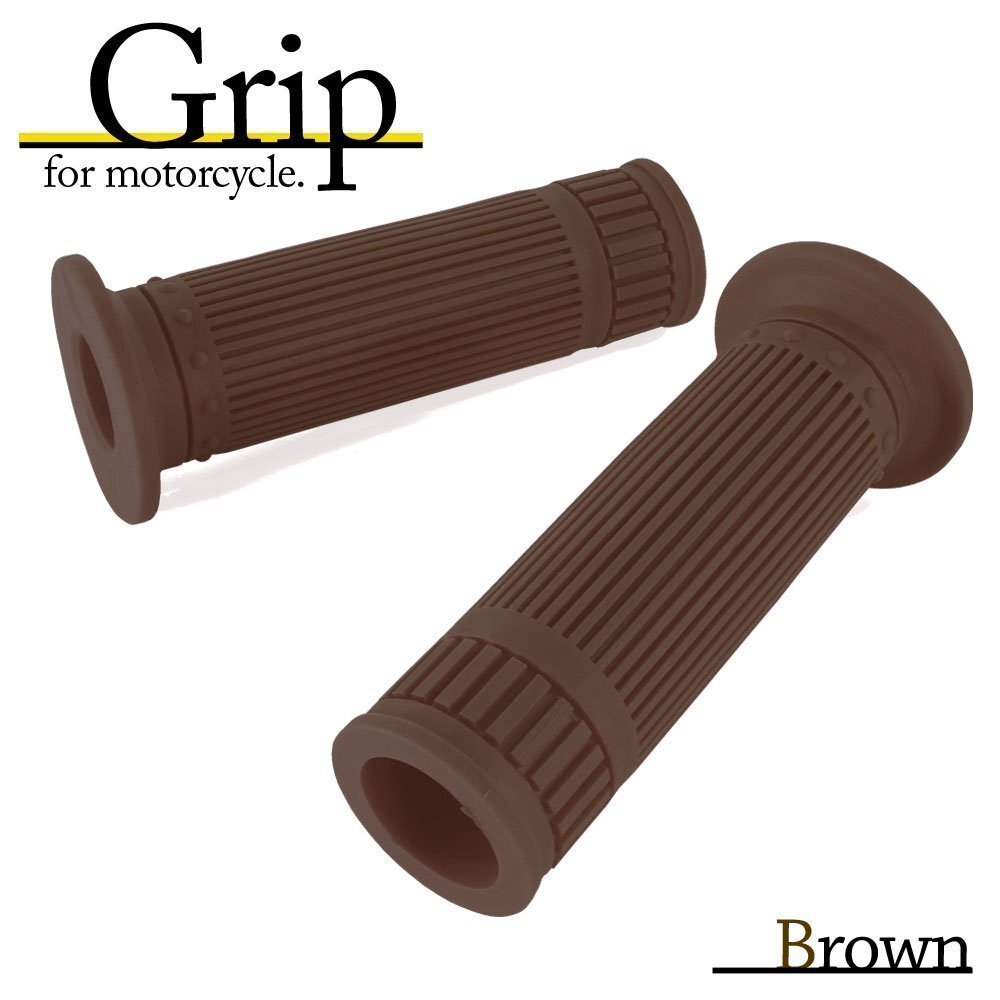 ハンドルグリップ 22.2mm クラシックタイプ ブラウン 汎用 左右セット バイク オートバイ ズーマー XJR400 SR400 SW-1 ゼファー クロスカブ拍卖