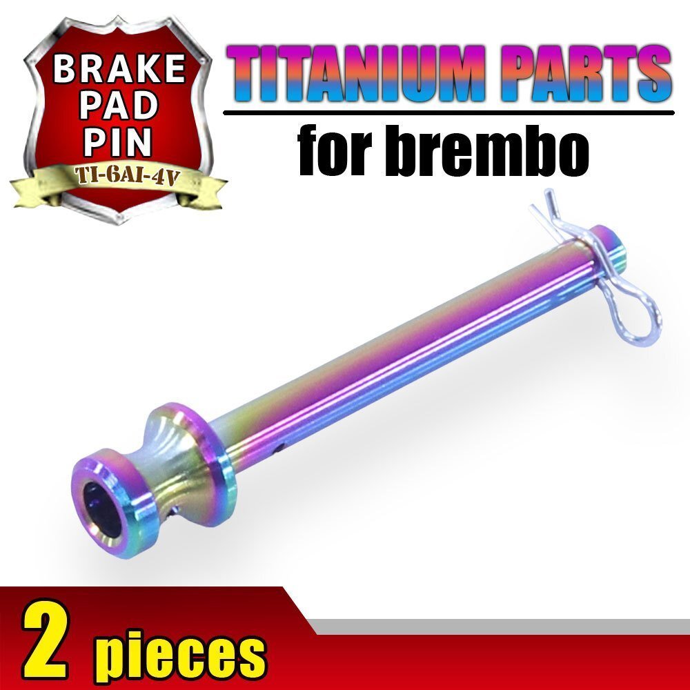 メール便OK!チタン製ブレーキパッドピン ブレンボ キャリパー(65mm/100mm) 4POT 2PIN用 2本セット 焼き色 64チタン拍卖