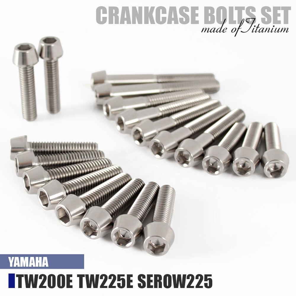チタンボルト ヤマハ TW200E TW225E SEROW225専用 クランクケース エンジンカバー ボルト セット 20本 シルバー 軽量化 カスタム拍卖