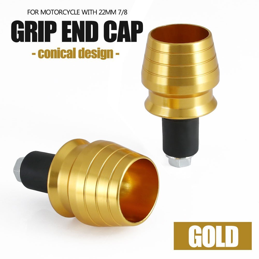 円錐型 バーエンド 金 カスタム バイク ハンドル ガンマ GSX-R150 GSR250F アクロス SV400 GSX-F ボルティ ウルフ バンバン ST250 XJR400拍卖