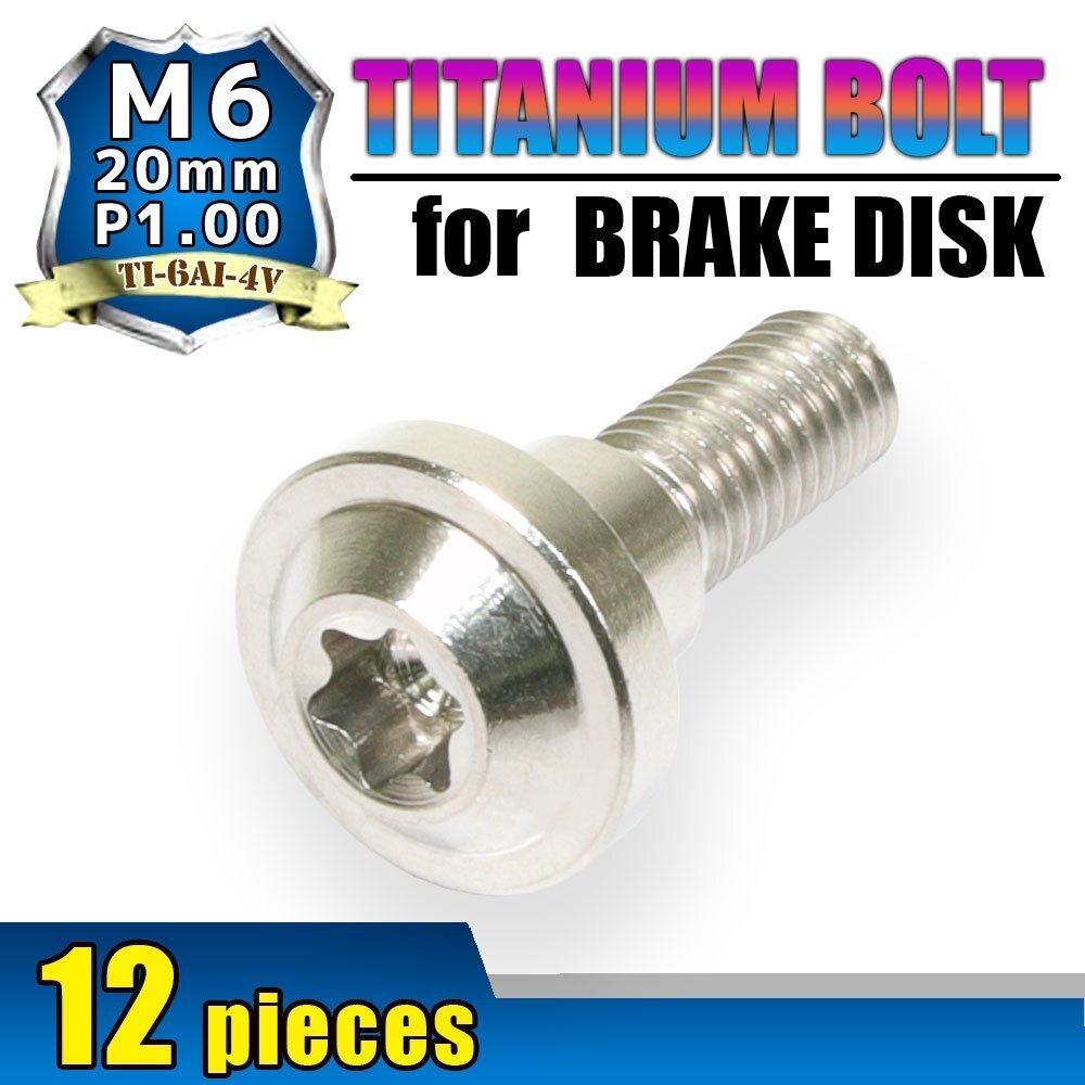 メール便OK! M6×20 P1.00 チタンボルト ブレーキディスクボルト 12本 6mm 20mm ピッチ1.0 ヤマハ FJR1300A TDM900 FZS1000フェザー拍卖