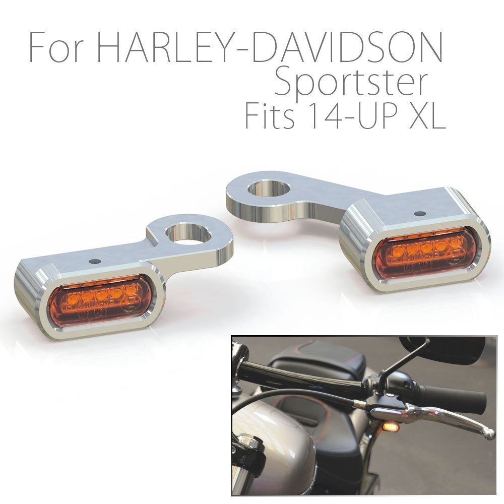 ハーレー スポーツスター 2014年以降適合 LED リロケーション マイクロミニウインカー クロームボディ アンバーレンズ XL1200T XL1200拍卖