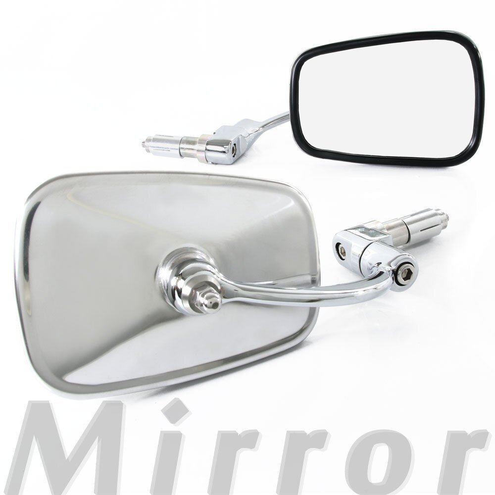 汎用 スクエアバーエンドミラー スクエアミラー メッキ シルバー 左右セット SR400 ジャズ バリオス2 GS50 レブル250 MT07 カブ MR01拍卖