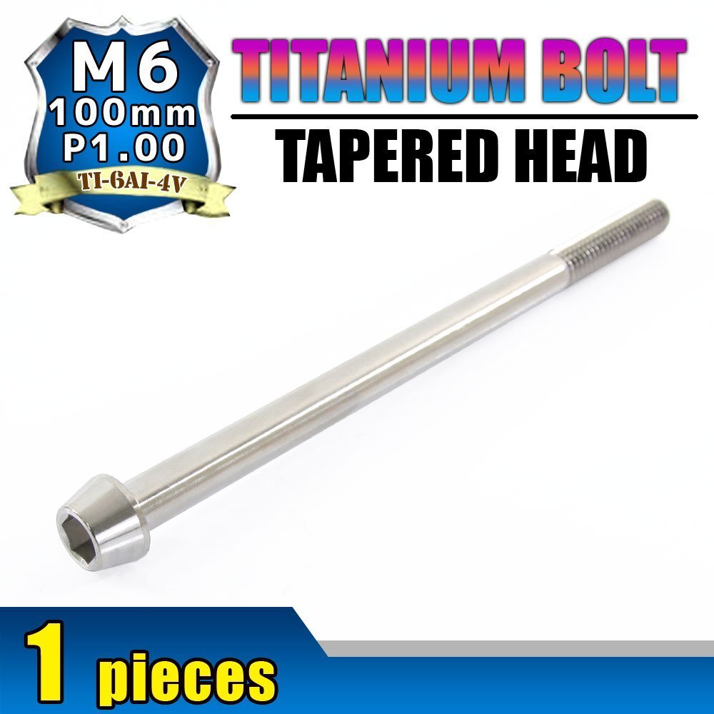 メール便OK! M6×100 P1.00 チタンボルト 1本 6mm 100mm ピッチ1.00 シルバー テーパーボルト キャップボルト クランクケース バイク拍卖