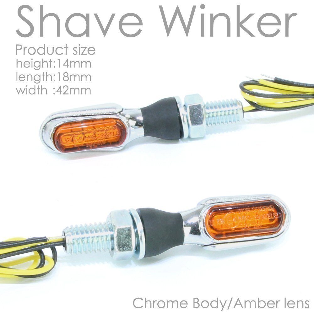 超小型 マイクロミニ LED シェイブ ウィンカー バーウィンカー クロームボディ アンバーレンズ 車検対応 2個セット Z1000LTD バルカン拍卖