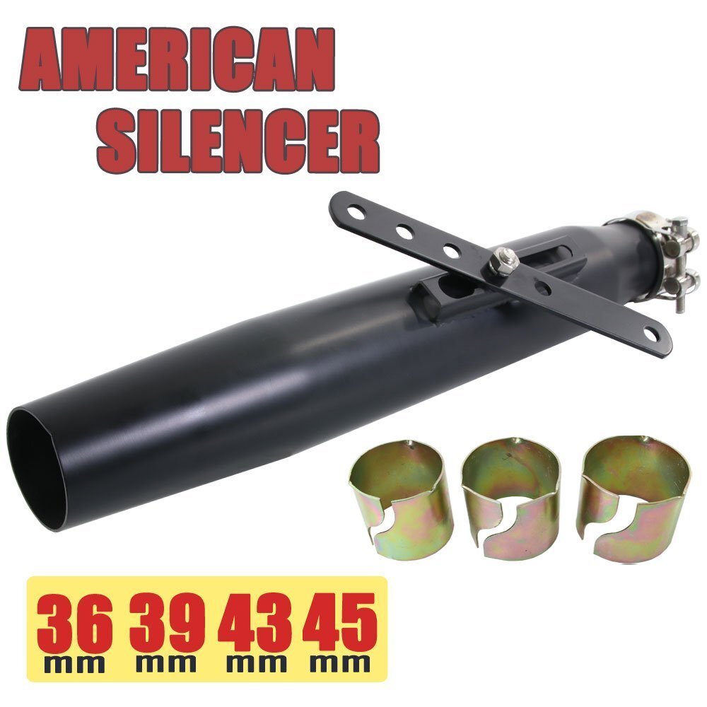 アメリカン ブラック 艶消し 黒 マットブラック インナー サイレンサー スリップオンマフラー バイク 汎用 GB250クラブマン VTR250 CB400F拍卖