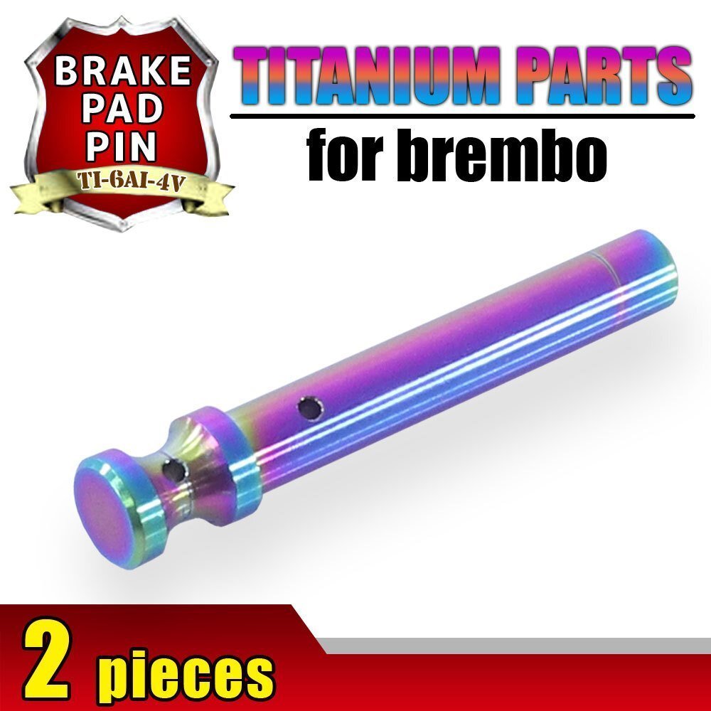 メール便OK!チタン製ブレーキパッドピン ブレンボ レーシングキャリパー 4POT 1PIN用 2本セット 焼き色 64チタン拍卖