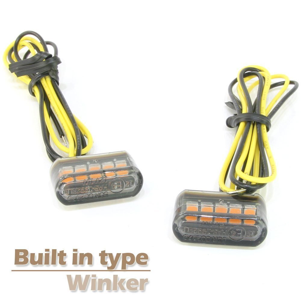 超小型 埋め込み式 マイクロミニ ビルトイン LED ウインカー スモークレンズ 車検対応 2個セット オレンジ/アンバー発光拍卖