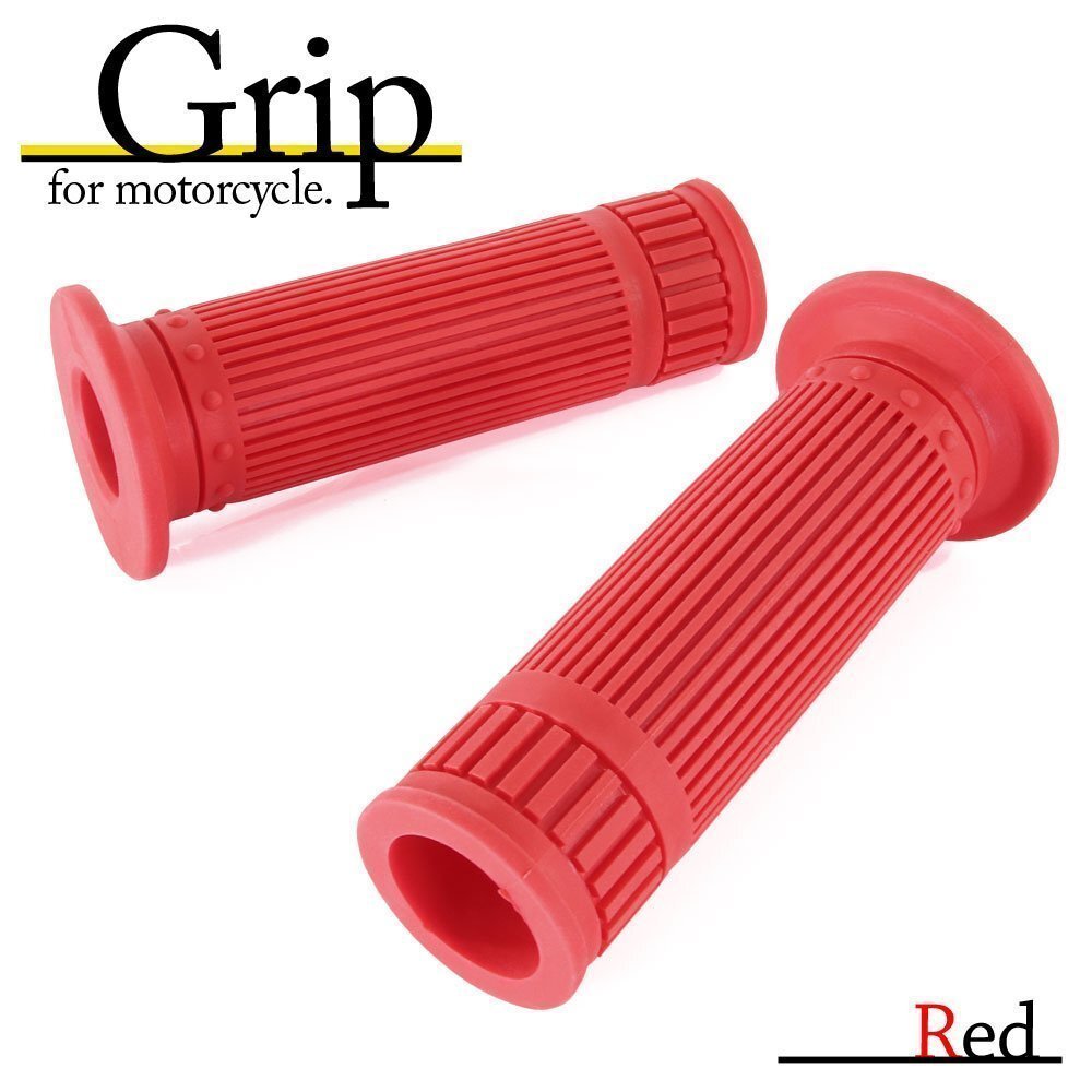 ハンドルグリップ 22.2mm クラシックタイプ レッド 汎用 左右セット バイク オートバイ ベンリィ CB400SS 250TR W400 CB400拍卖