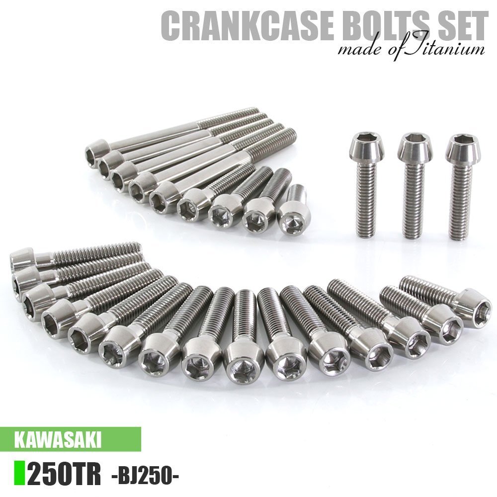 チタンボルト カワサキ 250TR専用 BJ250 クランクケース エンジンカバー ボルト セット 27本 シルバー 軽量化 カスタム拍卖