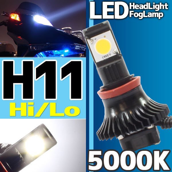 CREE製 バイク用 H11 LED ヘッドライト フォグランプ 5000K 5000ケルビン 1灯分 冷却ファン付き 高性能デジタルコントローラー 12V・24V用拍卖