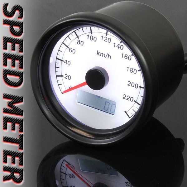 バイク用 機械式 240km/h 60mm LEDスピードメーター ホワイト FLH ショベル エボ FXS アイアンスポーツスター ソフテイル拍卖
