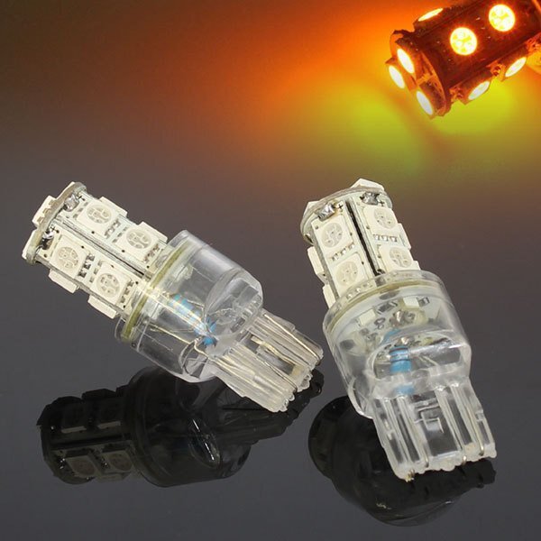 ■SMD LEDバルブ 13連 T20 ウェッジ ダブル球 オレンジ 汎用 2個 ウェッジ球 ウインカー スモール ポジション バック リアフォグ拍卖