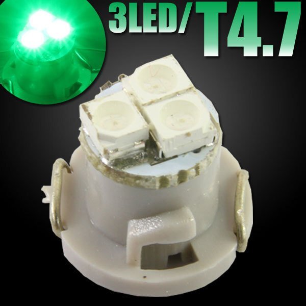 T4.7 3連 SMD マイクロ LEDバルブ グリーン 緑 1個 エアコンパネル メーターランプ インパネ インジケーター スイッチ パネル照明拍卖