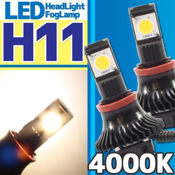 CREE製 バイク用 H11 LED ヘッドライト フォグランプ 4000K 4000ケルビン 2灯分 冷却ファン付き 高性能デジタルコントローラー 12V・24V用拍卖