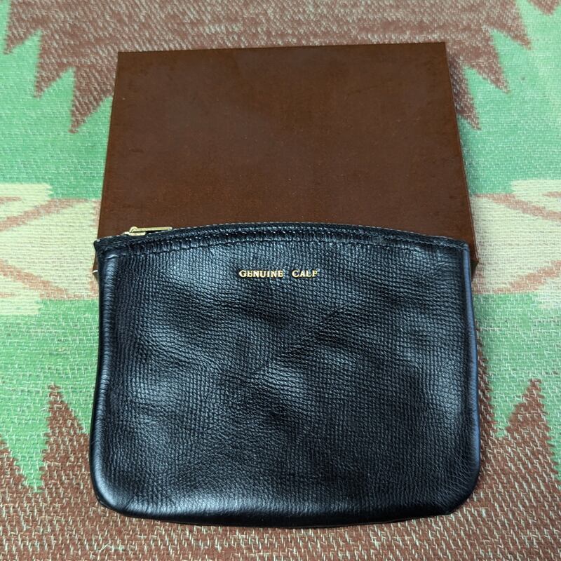 デッドストック 【GENUINE CALF】 大戦 TALON ジッパー 40s レザー ポーチ 黒 カーフ ビンテージ 40年代 コインケース 革 財布 30s50s60s拍卖