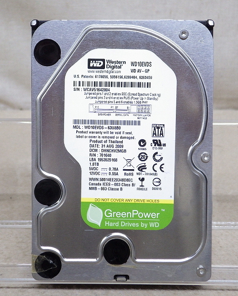 Kネま2123 WD SATA 3.5インチ 内蔵HDD 1TB WD10EVDS-63U8B0 パソコン周辺機器 PCパーツ ハードディスク拍卖