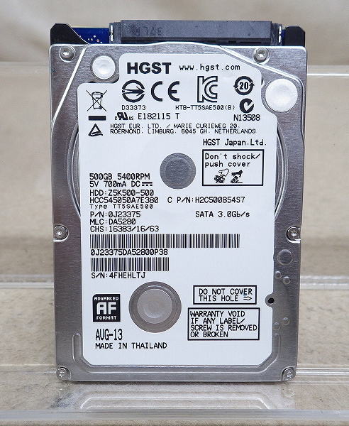 Kネま2174 TGST 2.5インチ SATA 内蔵HDD 500GB HCC545050A7E380 パソコン周辺機器 PCパーツ ハードディスク拍卖