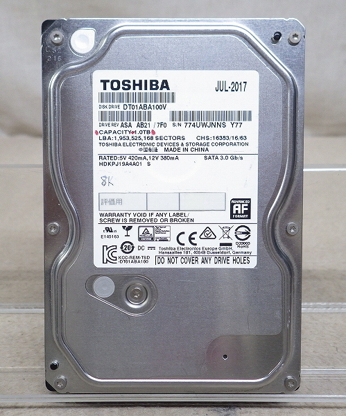 Kネま2148 東芝/TOSHIBA 3.5インチ 内蔵HDD 1TB DT01ABA100V パソコン周辺機器 PCパーツ ハードディスク拍卖