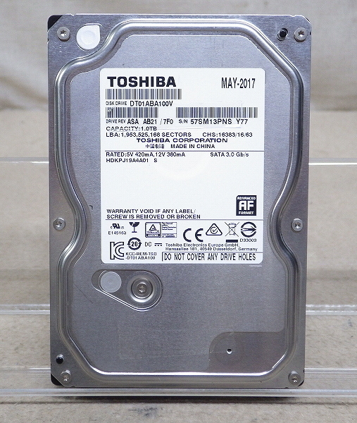 Kネま2135 東芝/TOSHIBA SATA 3.5インチ 内蔵HDD 1TB DT01ABA100V パソコン周辺機器 PCパーツ ハードディスク拍卖