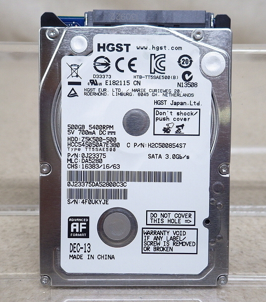 Kネま2189 TGST 2.5インチ SATA 内蔵HDD 500GB HCC545050A7E380 パソコン周辺機器 PCパーツ ハードディスク拍卖