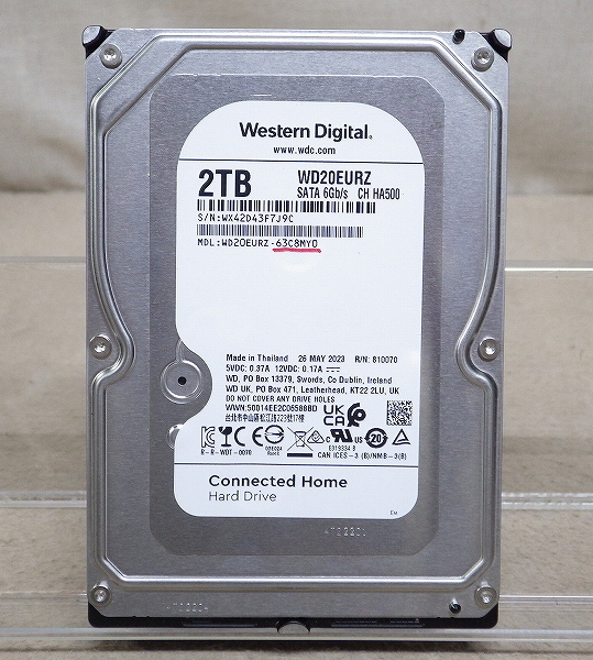 Kネま2141 WD SATA 3.5インチ 内蔵HDD 2TB WD20EURZ-63C8MY0 パソコン周辺機器 PCパーツ ハードディスク拍卖