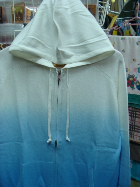 【未使用品】Brooks Brothers ブルックスブラザーズ 綿×麻 フードパーカー 白-水色グラデ (L) 拍卖