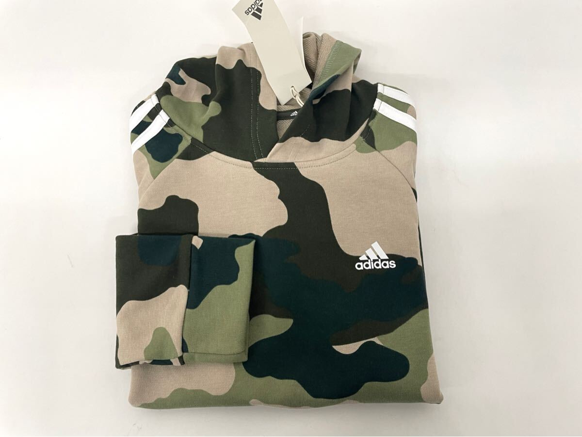 新品■アディダス adidas キッズ 迷彩 パーカー 140 グリーン ベージュ IW3470拍卖