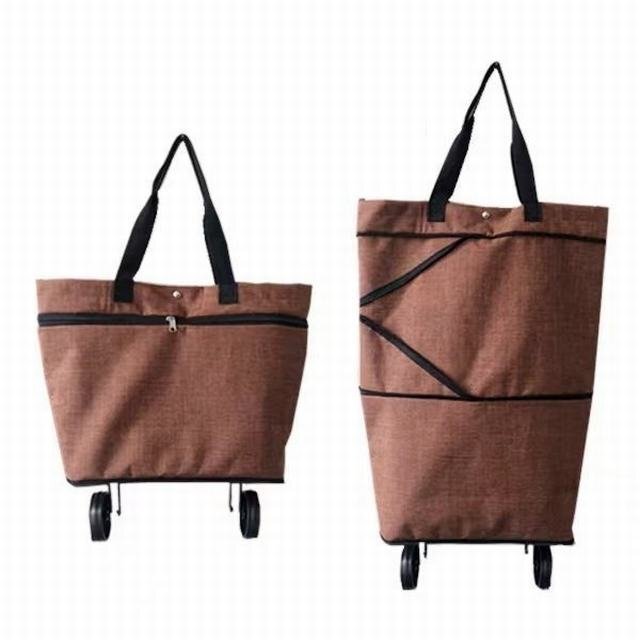 ショッピングカート 折りたたみ おしゃれ 2WAY 買い物カート 軽量 キャリーバッグ 買い物 ショッピングバッグ エコバッグ 大容量 ブラウン拍卖