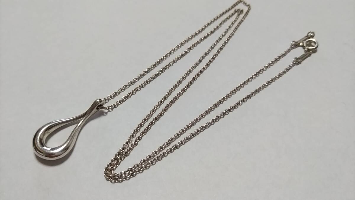 ☆【ファッション・アクセサリー】Tiffany&Co. ティファニー エルサ・ペレッティ シルバー SV925 オープンティアドロップ ネックレス拍卖