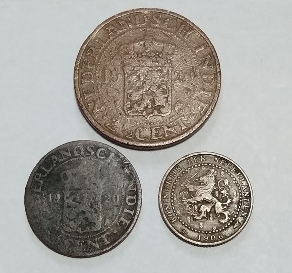 ☆【外国硬貨・貨幣・古銭】オランダ領東インド 2.5セント・1/2セント/1906年 オランダ 1セント硬貨/アンティークコイン コレクション拍卖