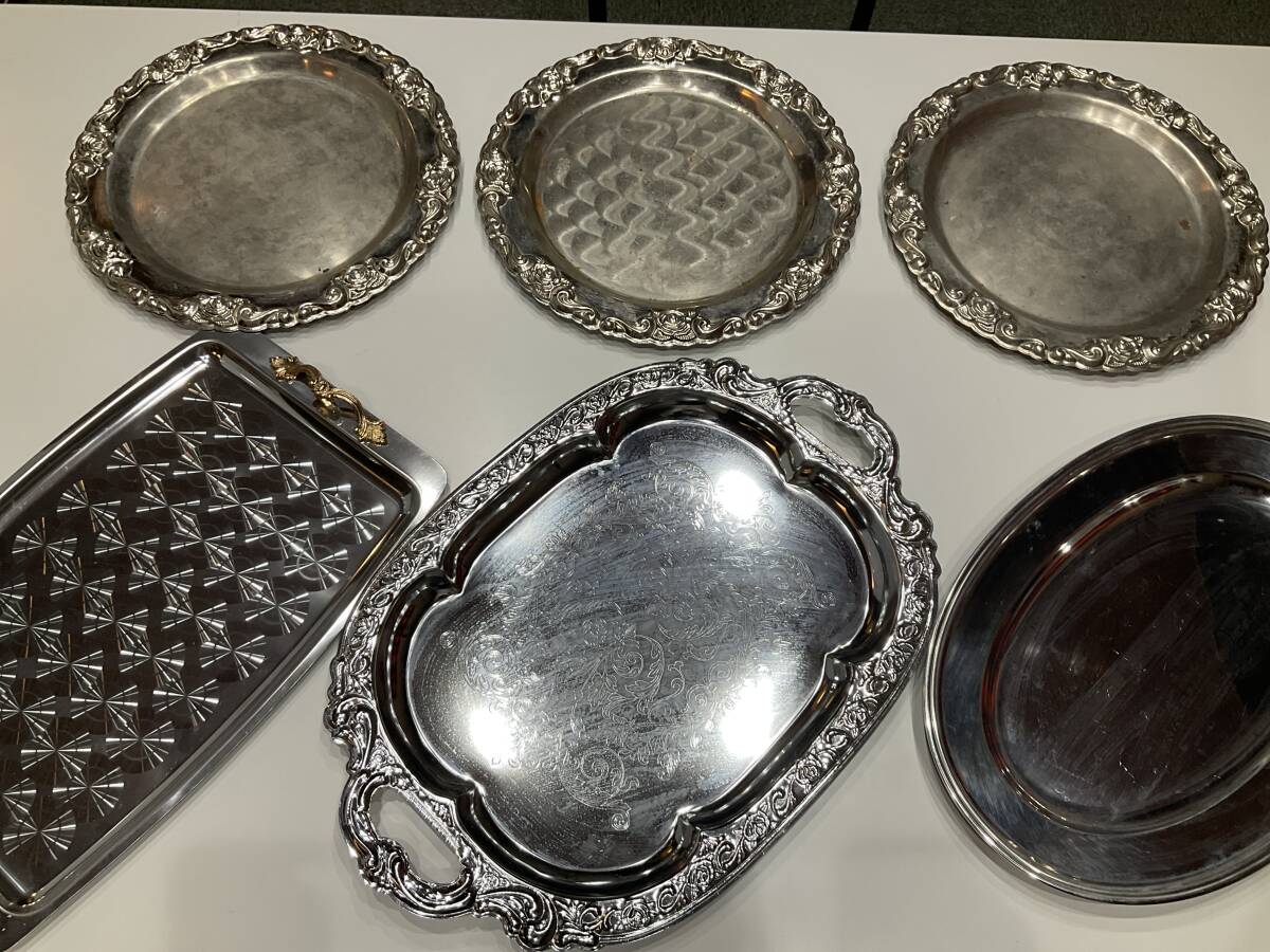 ステンレス皿 ステンレストレー プレート 6枚まとめ 昭和レトロ アンティーク 詳細不明 プレート拍卖