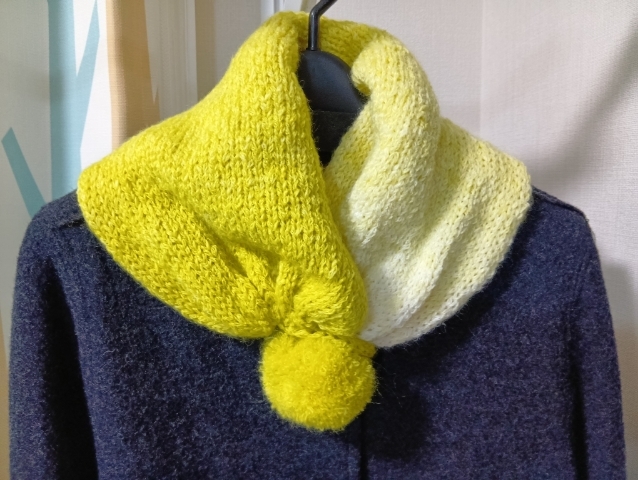 ハンドメイド 手編み ストール(イエロー)拍卖