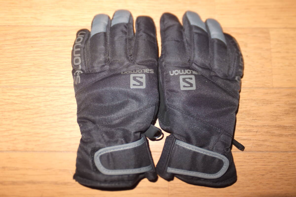 *美品 サロモン salomon ジュニア スキー スノーボード グローブ ブラック JL スノボー 手袋 子供 ジュニアLサイズ 雪遊び 防寒*拍卖