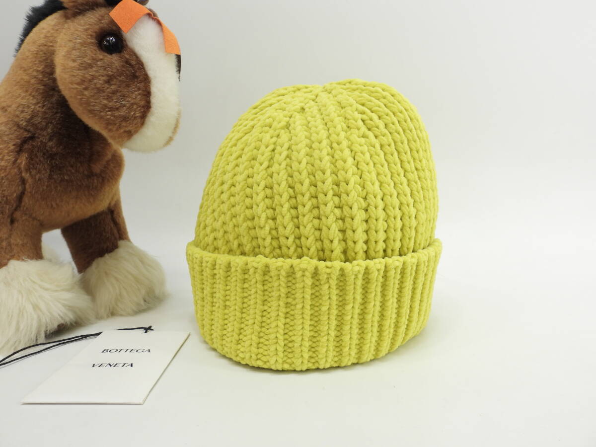 ボッテガヴェネタ 厚手ニット帽 ナイロン100% 黄 ヘッドウォーマー 帽子 未使用@ 1拍卖