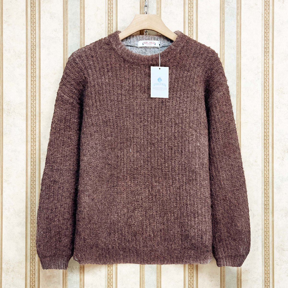 高級 定価4万 FRANKLIN MUSK・アメリカ・ニューヨーク発 セーター ウール混 ソフト 柔らか ニット カットソー 長袖 トレーナー サイズ3拍卖