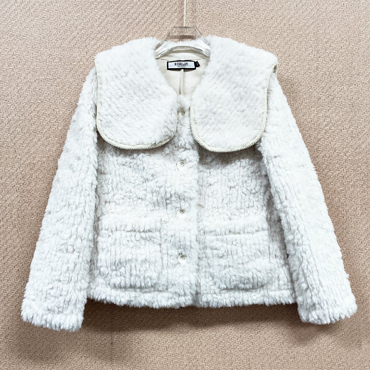 枚数限定 上品ヨーロッパ製※定価7万◆ブルガリア発※RISELIN ジャケット ウール混 柔らか 可愛い ショートコート アウター レディース L拍卖