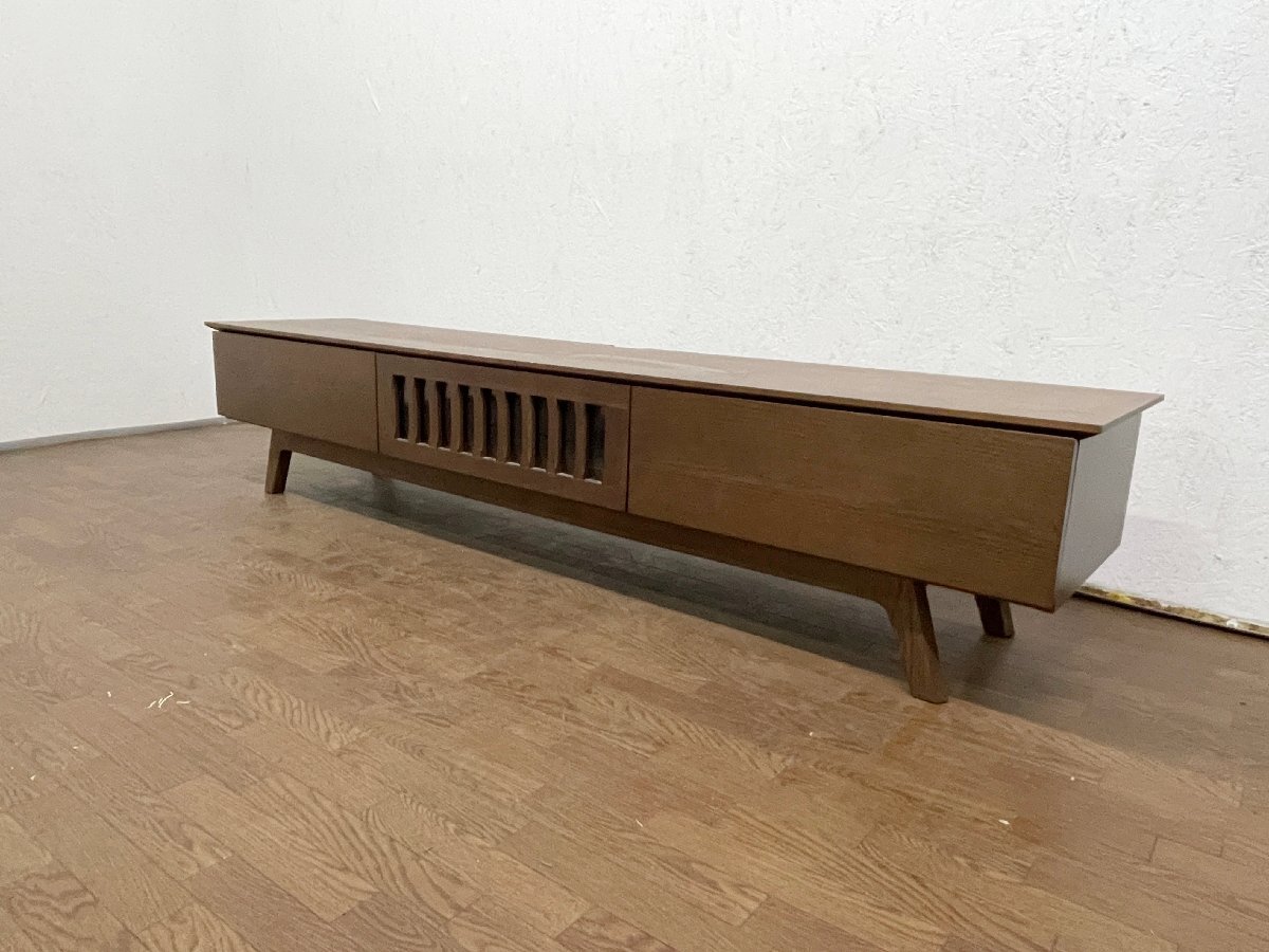 ●家具産地大川家具製 国産ウォールナット色 TVボード210cm幅 テレビボード テレビ台 タレント オーク材?モダン ナチュラル 北欧 (貝1321)拍卖